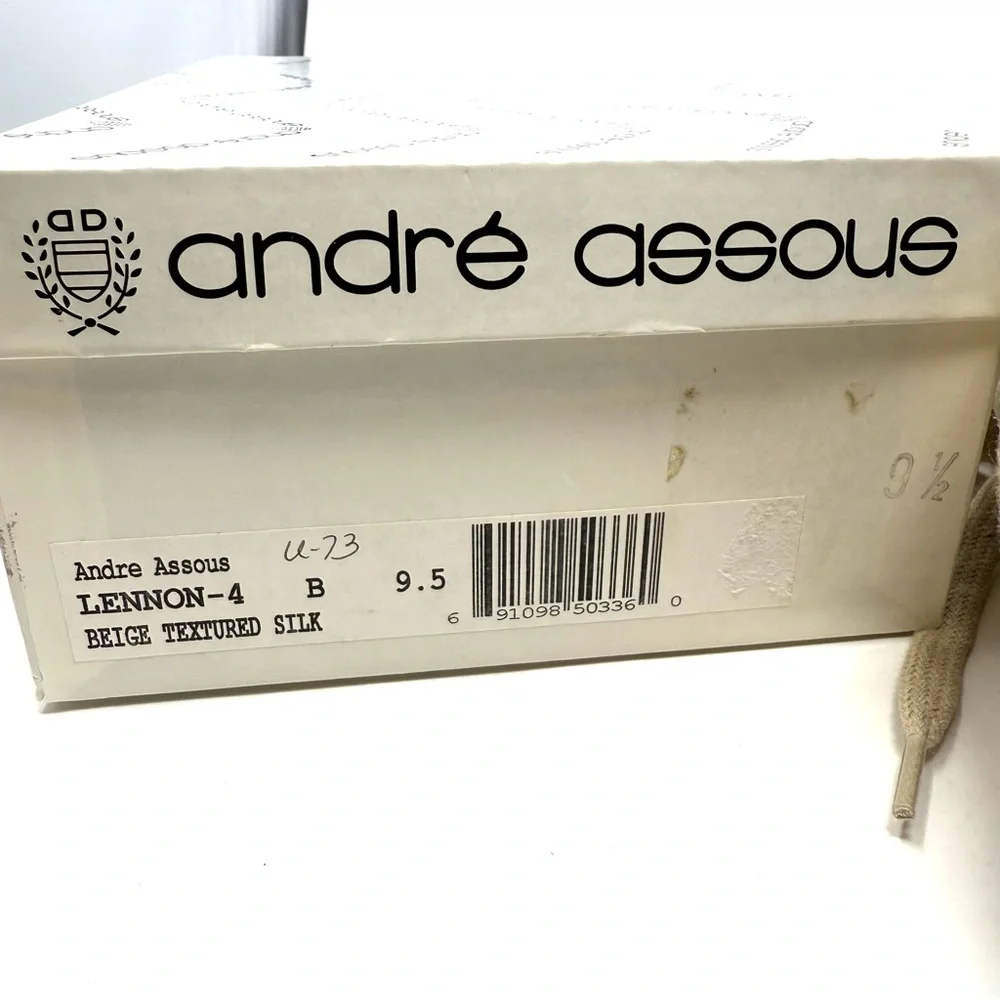 Andre Assous Lennon Espadrille Wedge Sandals 9.5 Woven Luxury Boho Beige Tie‎